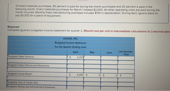 the questions displayed below] 6. Iguana, Inc., manufactures bamboo picture frames that