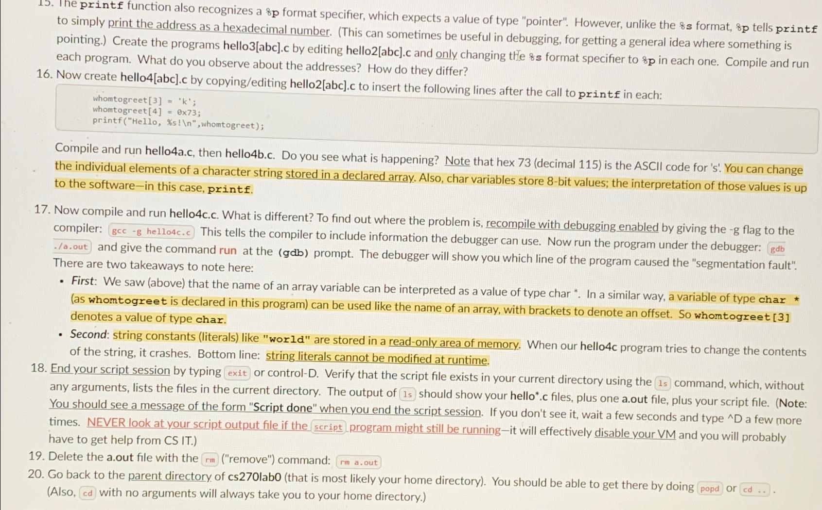  The printf function also recognizes a 8 p format specifier, which