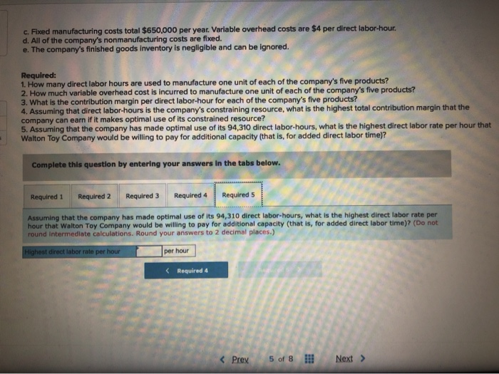 coming year. The company has provided the following data: Product Debbie Trish