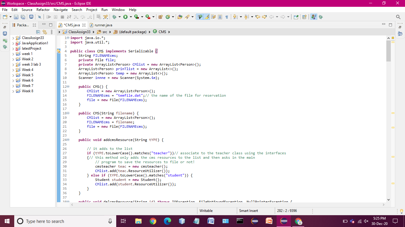 HERe is the code for CMS.java. when i run this code using