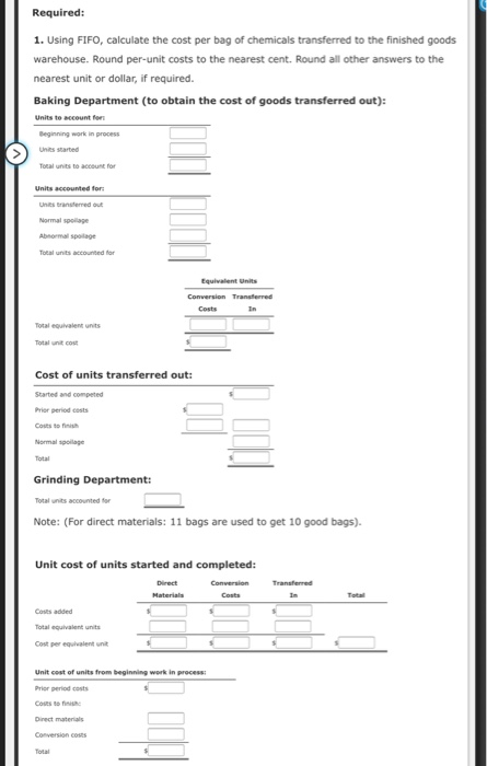 Measures, Multiple Departments Grayson Company produces an industrial chemical used for cleaning