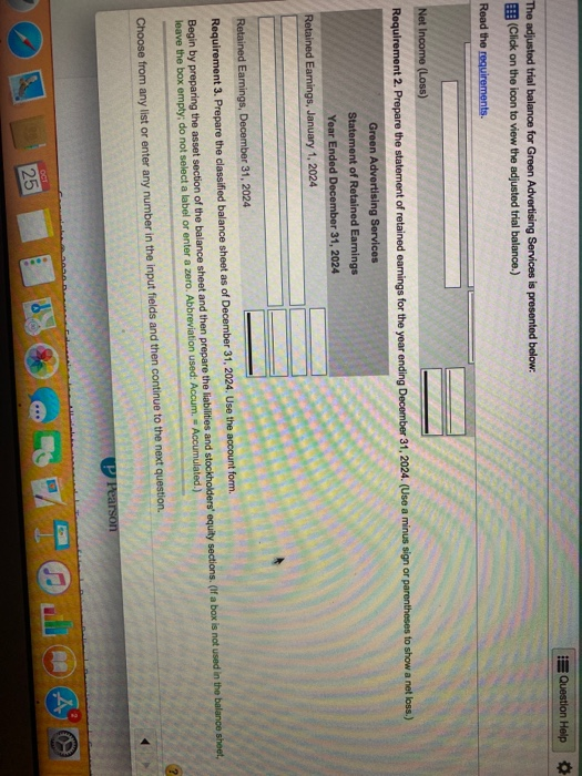 balance for Green Advertising Services is presented below: (Click on the icon