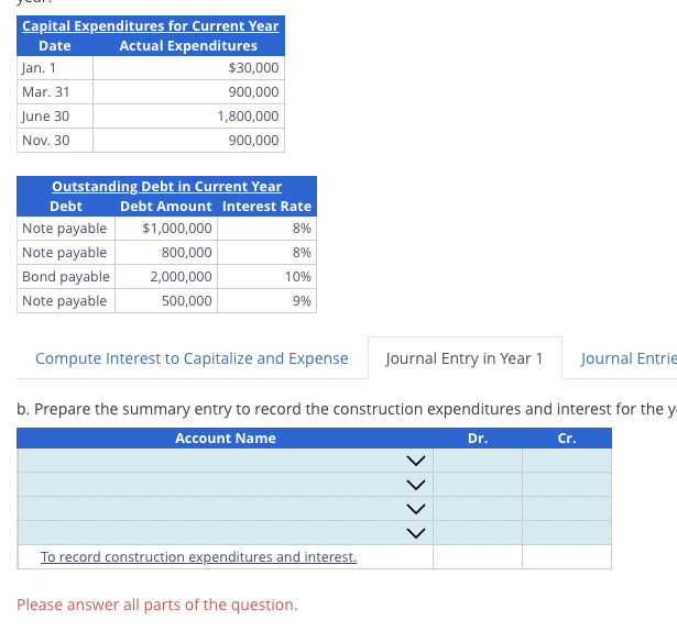  Compute Interest to Capitalize and Expense b. Prepare the summary entry