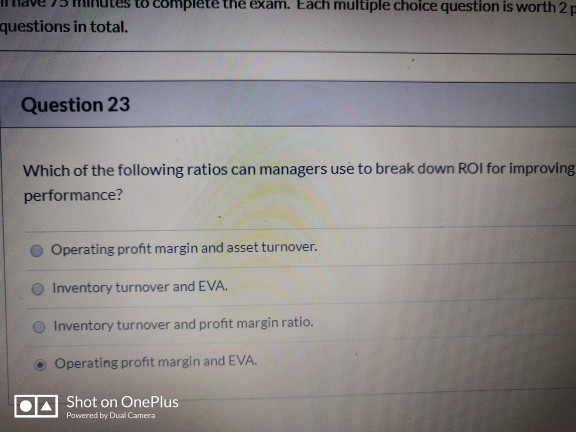 advantage of ROI as a performance measure is that: it uses net