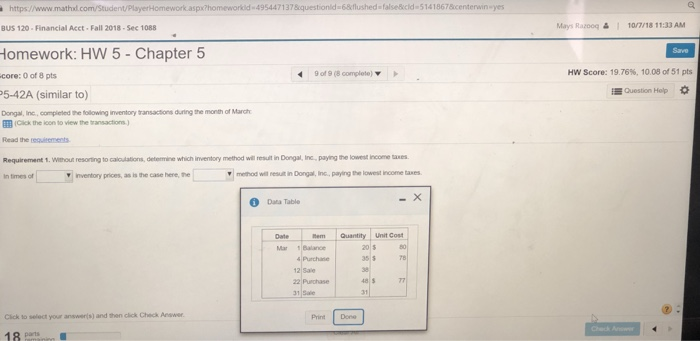  https//www.mathad.com/Student/PlayerHomework aspxPhomeworkdld 4954471378questionld 6flushed-alseBicld-51418678icenterwin-yes a, BUS 120 Financial Acct-Fall 2018-Sec 1088