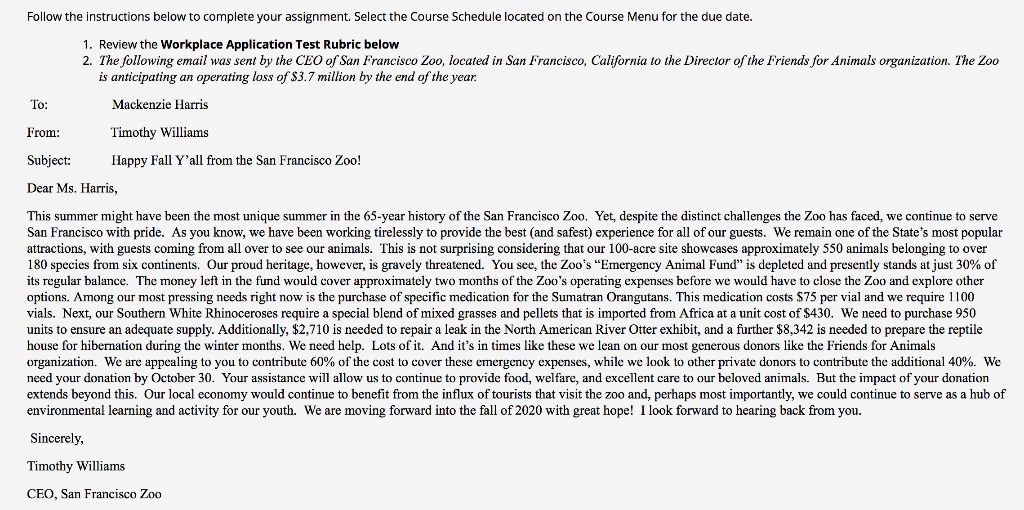  Follow the instructions below to complete your assignment. Select the Course
