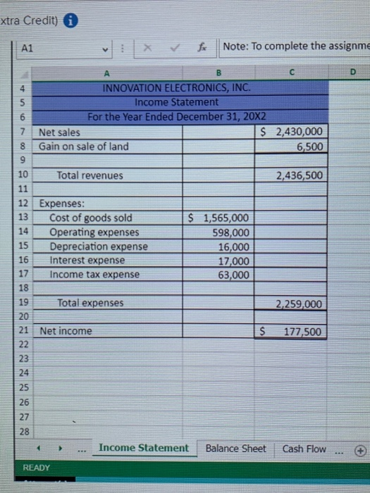 inderect method xtra Credit) 0 for Note: To complete the assignme