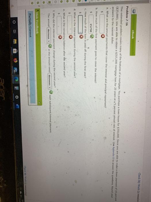  Check My Work (2 remaini B eBook Problem 7-16 This extended