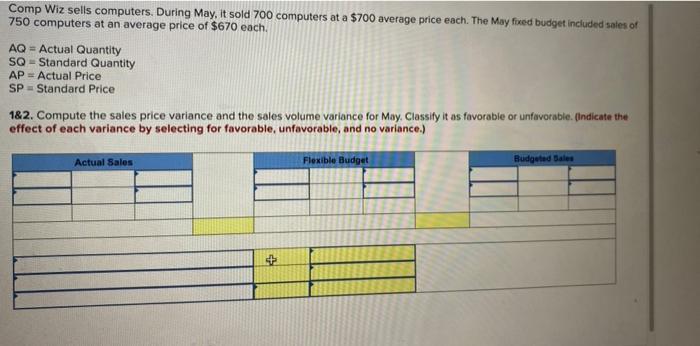  please help Comp Wiz sells computers. During May, it sold 700