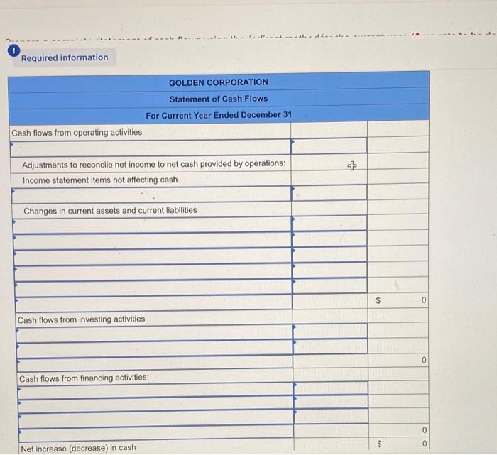 current year income statement, comparative balance sheets, and additional information follow. For