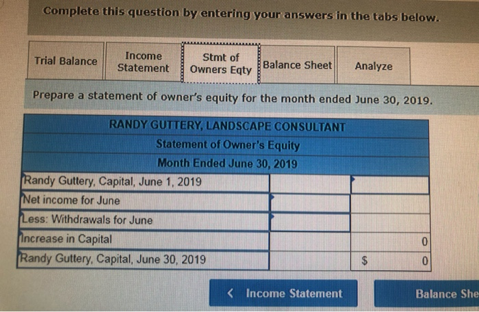 month. The following transactions for Randy Guttery, Landscape Consultant took place during