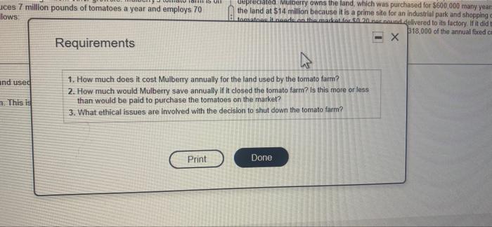 related products. The company's tomato-canning operation relies partly on tomatoes grown on