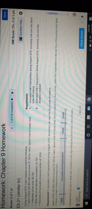 chapter 9 homework Save Homework: Chapter 9 Homework Score: 0 of