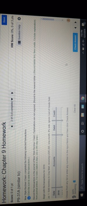 1 pt 4 1 of 3 (0 complete) E9-21 (similar to) HW