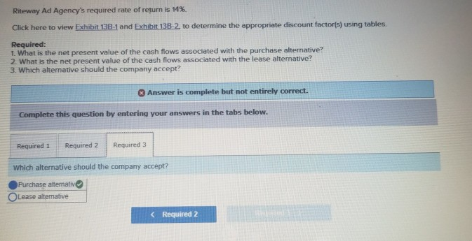 npv of the lease option? The Riteway Ad Agency provides cars for