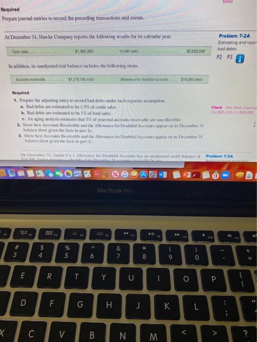  please help if you understand this! problem 7-2A. 1,2,&3 please! Sb