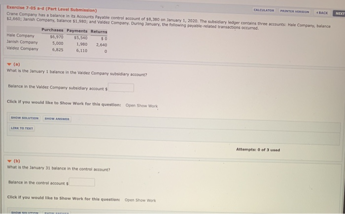  NEXT CALCULATOR PRINTER VERSION BACK Exercise 7-05-d (Part Level Submission) Crane