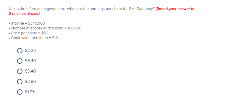  Using the Information given here, what are the earnings per share