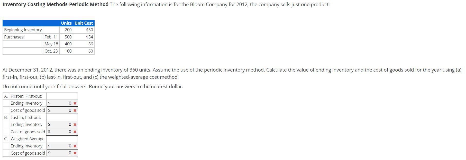 Please help with steps! Inventory Costing Methods-Periodic Method The following information is
