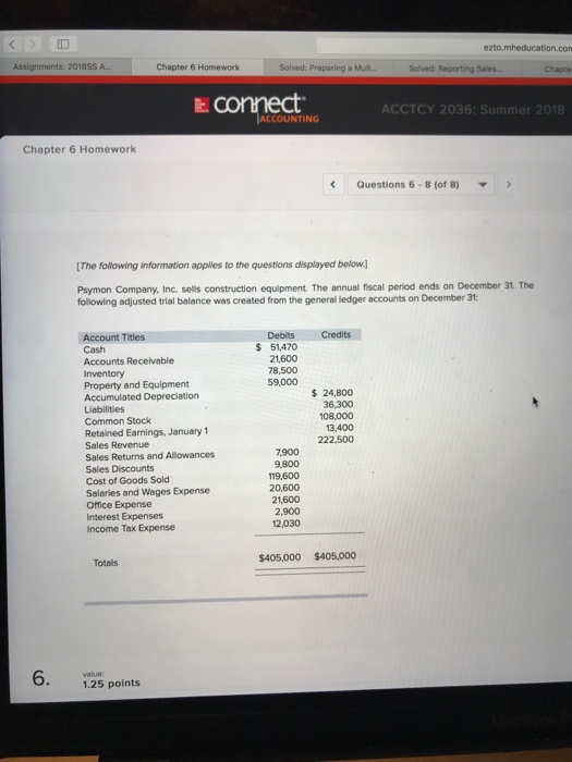  Please answer all Assignments: 2018SS A. Chapter 6 Homework Solved: Preparing