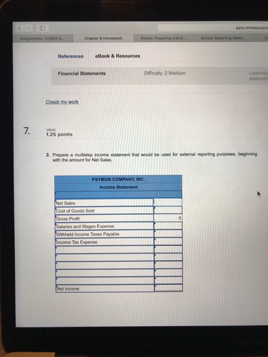 Chapter 6 Homework Questions 6 -8 (of 8) [The following information applies