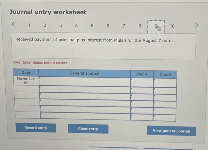 time extension on her past-due account receivable. Note: Enter debits before credits.