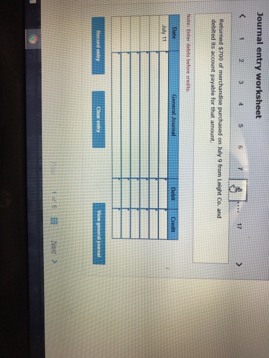 Credit July 02 Record entry Clear entry View general journal of 6