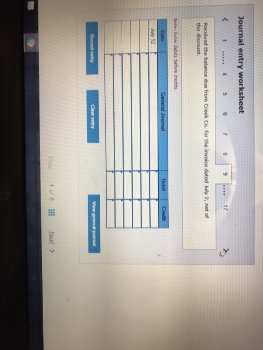 Next > Journal entry worksheet Journal entry worksheet Journal entry worksheet 1
