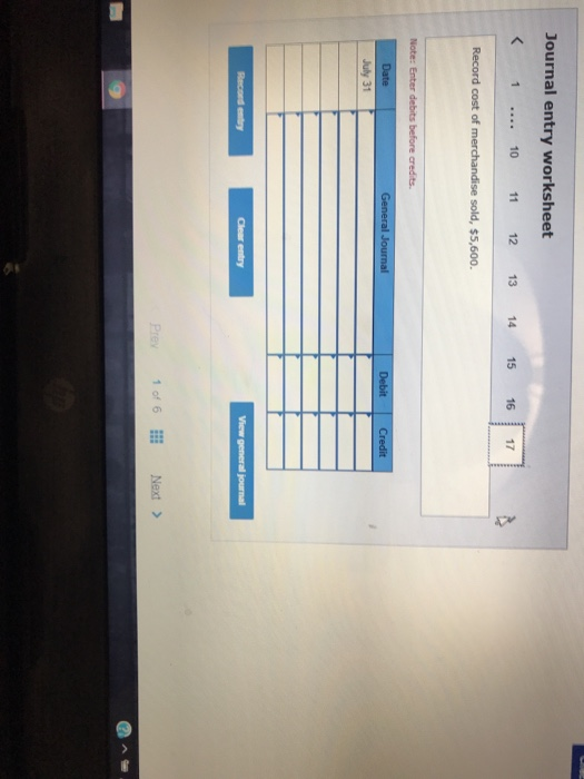 2 3 4 Returned $700 of merchandise purchased on July 9 from