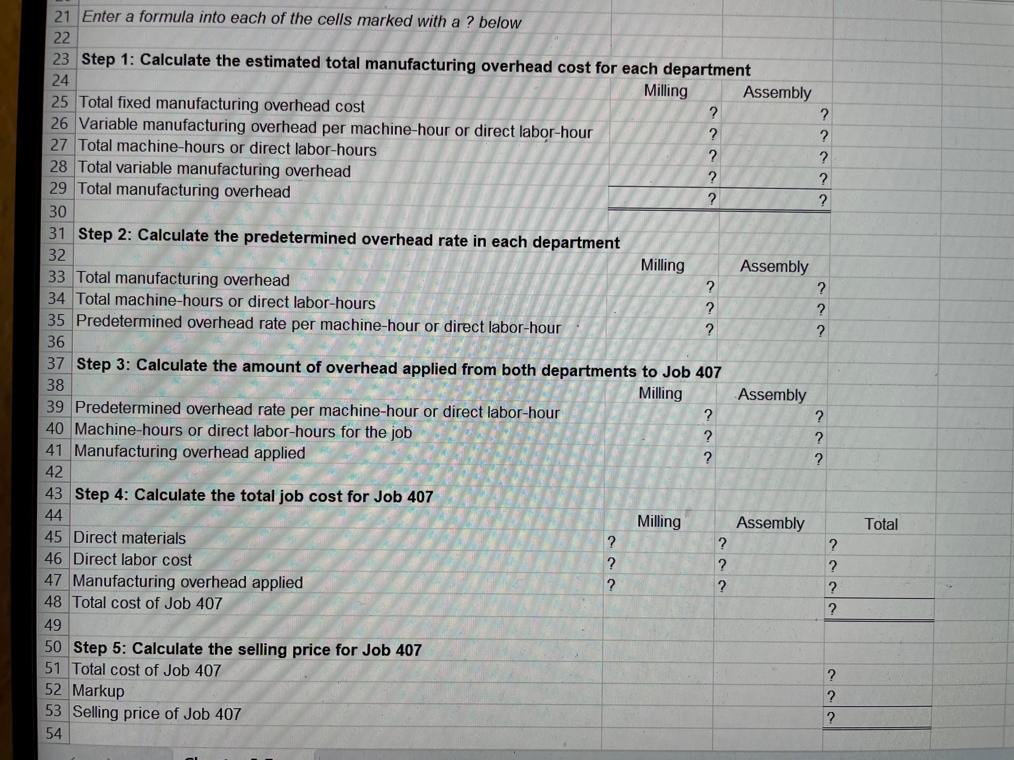 contain question marks. The Chapter 3 Form worksheet is to be used