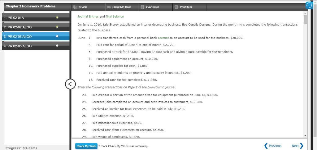  Chapter 2 Homework Problems eBook Show Me How Calculator Print Item