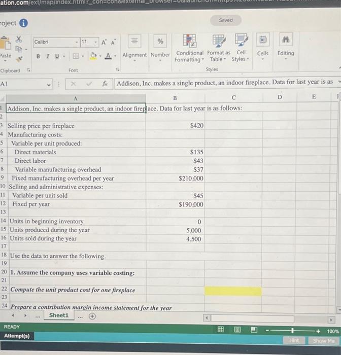 indoor fireplace, and has provided dota from last year of operations. The