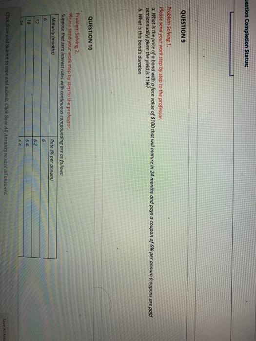  Destion Completion Status: QUESTION 9 Problem Solving 1. Please send your