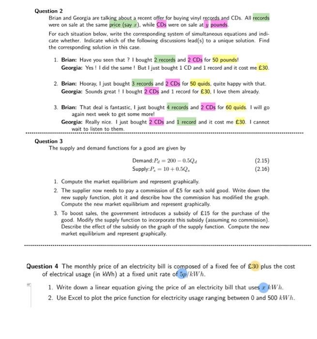  Question 2 Brian and Georgia are talking about a recent ofter