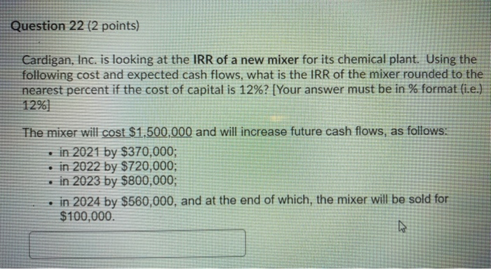 and expected cash flows over the next four years, what is the