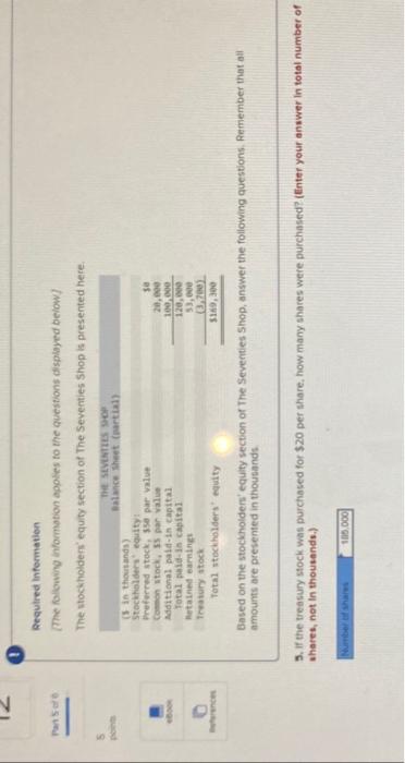 questions ofsplayed beloiv]. The stockholders equity section of The Seventies Shop is