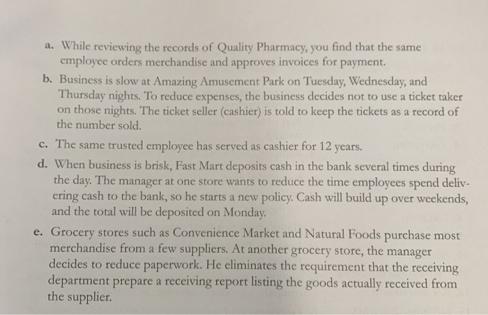 internal control procedure from these characteristics: Assignment of responsibilities Separation of duties
