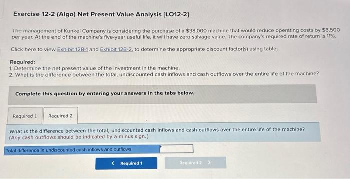 Kunkel Company is considering the purchase of a $38,000 machine that would