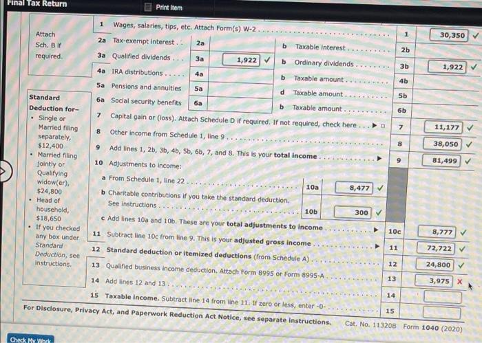 Noah and Joan Arc's Tax Return Note: This problem is divided into