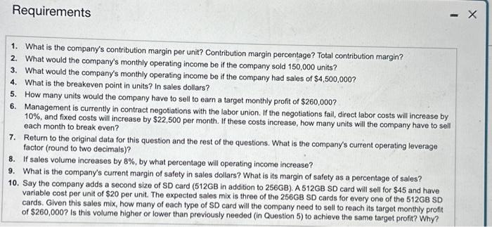 cost data for a relevant range extending to 200,000 units per month