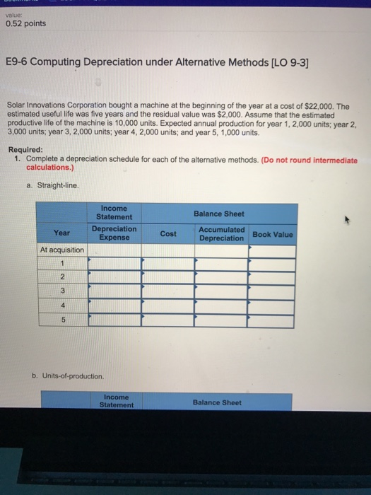  Complete all parts part a, b, & c value: 0.52 points