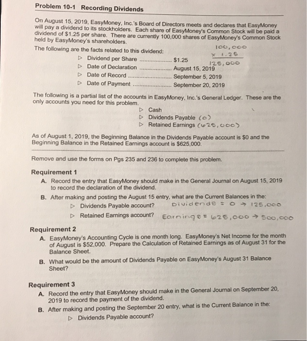  Need help with requirement 2-B and requirement 3-A,3-B. Thanks. Problem 10-1