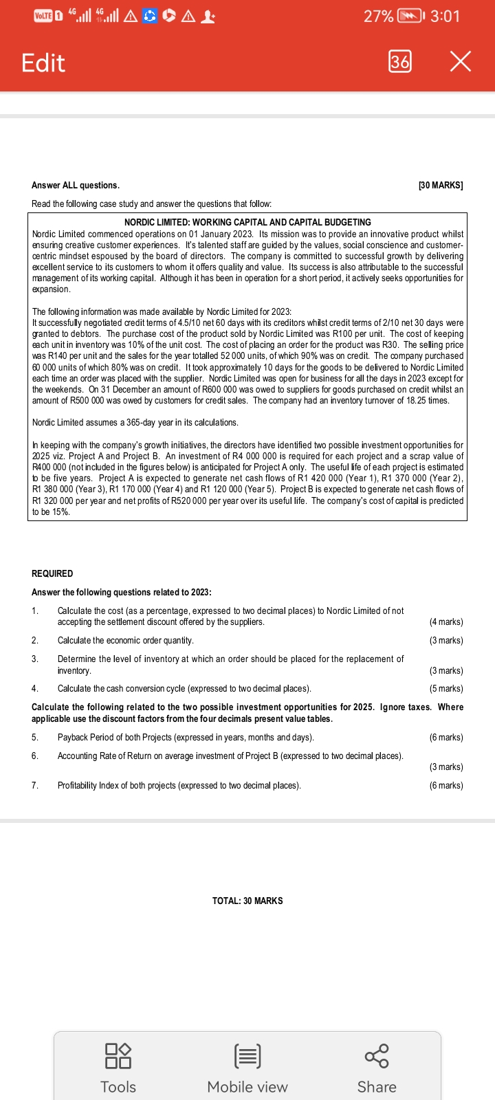  Answer ALL questions. Read the following case study and answer the