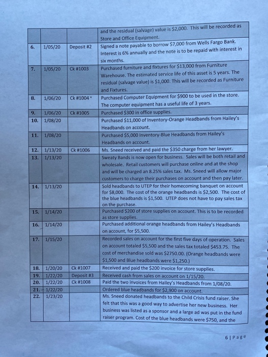 January 2020 transactions in the general journal (last section of this practice