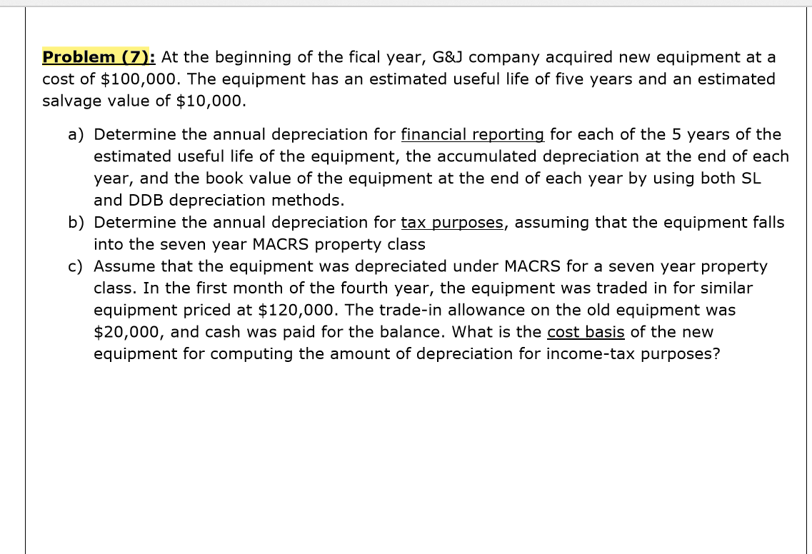 please solve it handwritten showing all the steps without excel sheet Problem