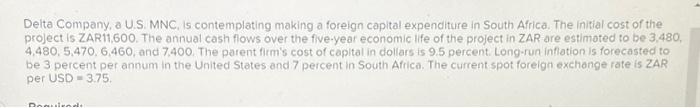 expenditure in South Africa. The initial cost of the project is ZAR11,600.