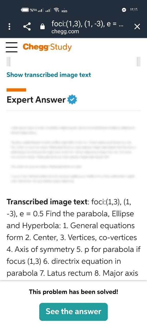  as % | : : foci:(1,3), (1, -3), e = ...