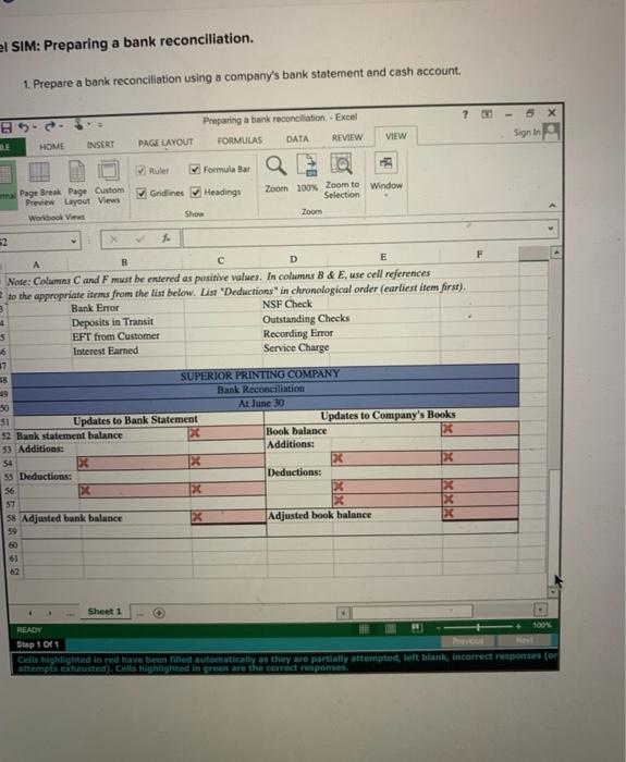 reconciliation Excel FORMULAS DATA REVIEW VIEW PAGE LAYOUT LE HOME INSERT -