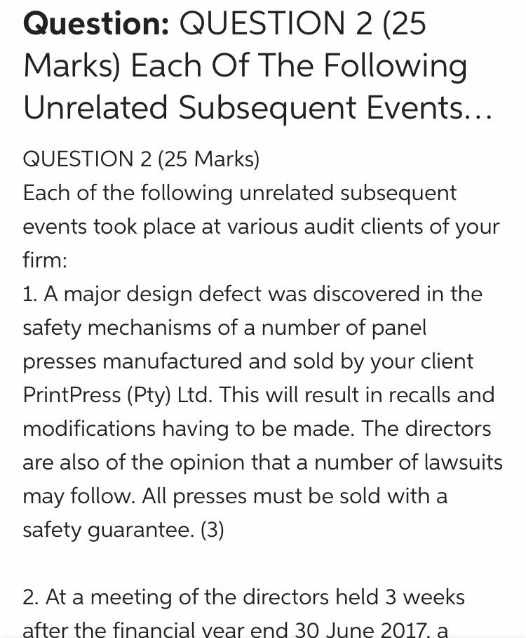 pls solve quickly Question: QUESTION 2 (25 Marks) Each Of The Following