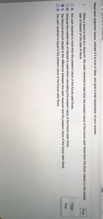  Read each statement below, indicate if it is true or false,